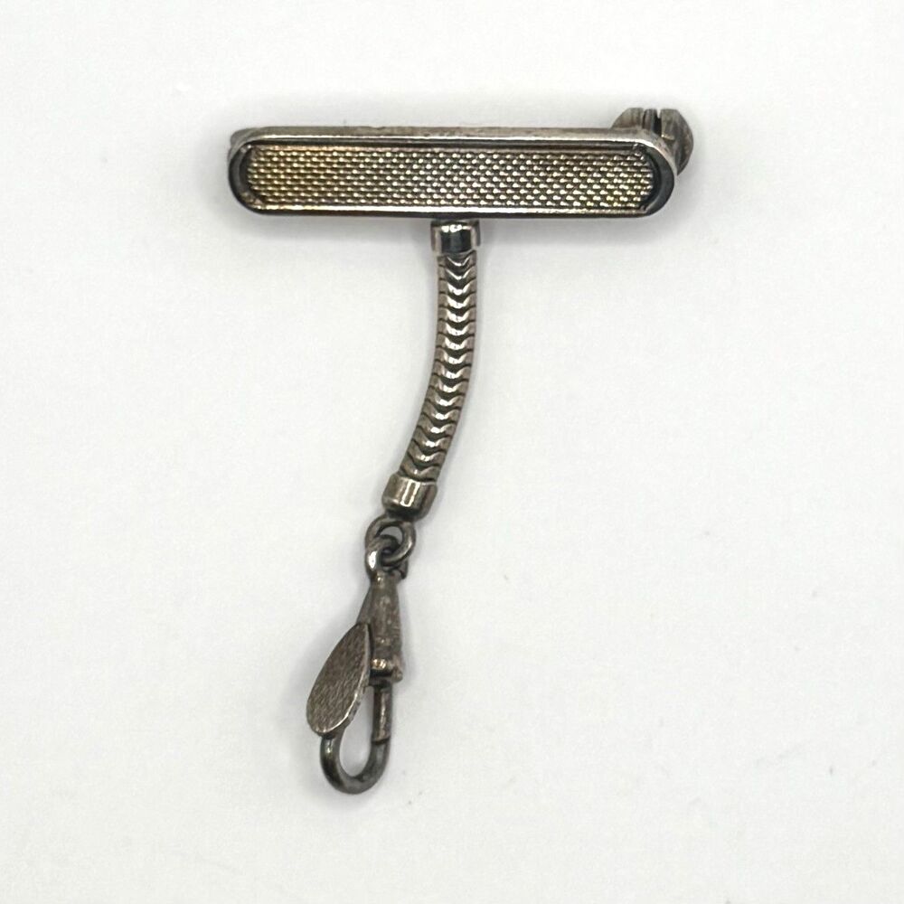 ANTIQUE Edwardian 800 Silver Ladies Pocket Watch Fob Brooch Albertina Signed GB
